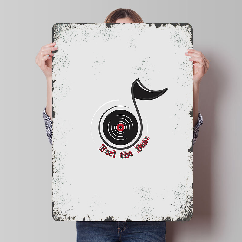 Retro Gaming Logo - لوحة معدنية عتيقة بتصميم شعار موسيقي