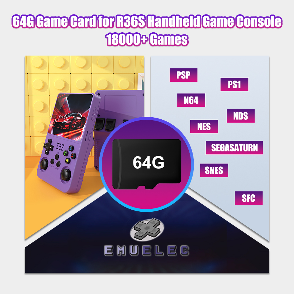 Retro Gaming Console Handheld - بطاقة لعبة TF 64G لوحدة تحكم