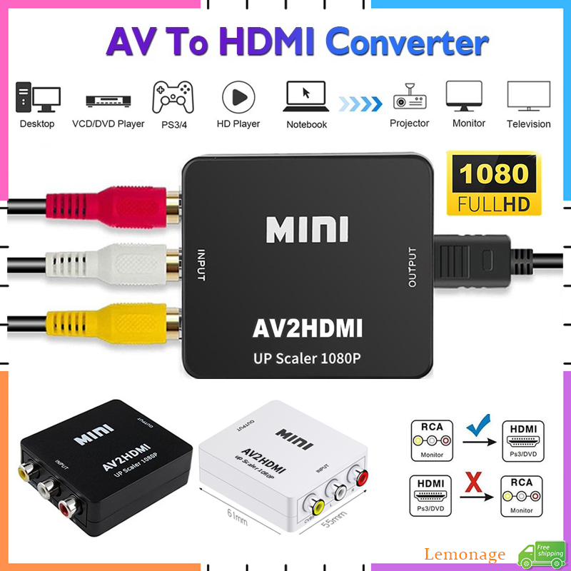 Retro Gaming And Projector - AV RCA إلى HDMI محول 1080P