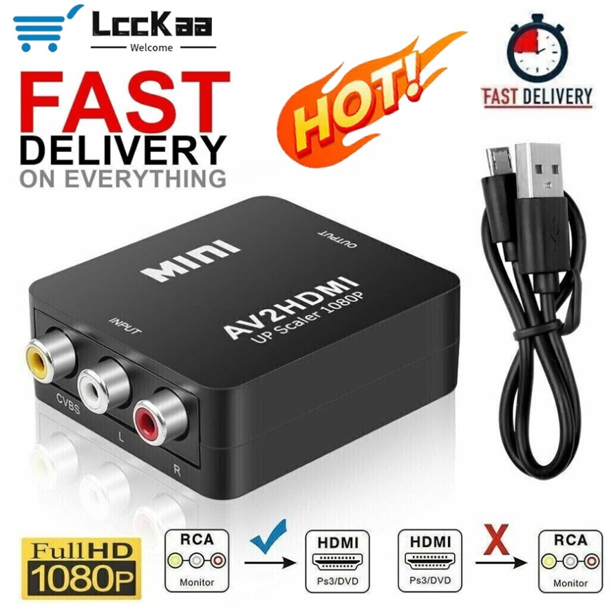 Composite Rca Cable - محول AV إلى HDMI متوافق 1080P