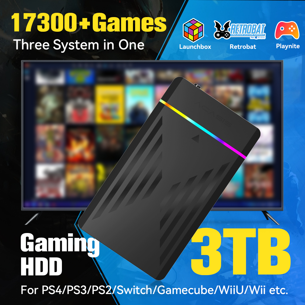 Retro Gaming Tablet - 3 تيرابايت محمول للألعاب HDD LaunchBox/Retrobat/Playnite