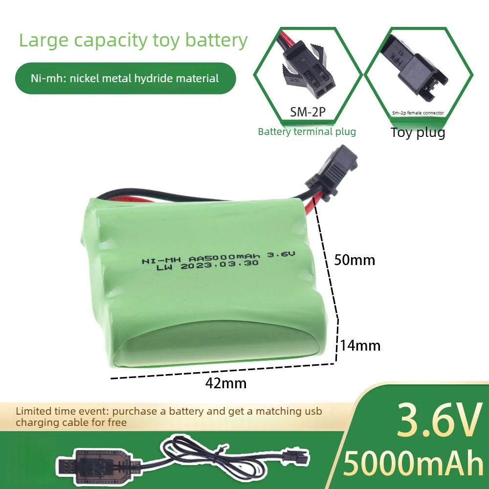 بطارية SWZY 3.6 فولت 5000 مللي - مراجعة Rechargeable Battery Aa وسعره